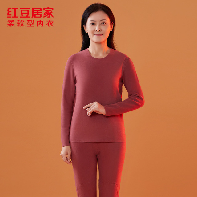 12320717.【线下同款】女式红豆绒430g保暖加厚含羊毛发热内衣套装