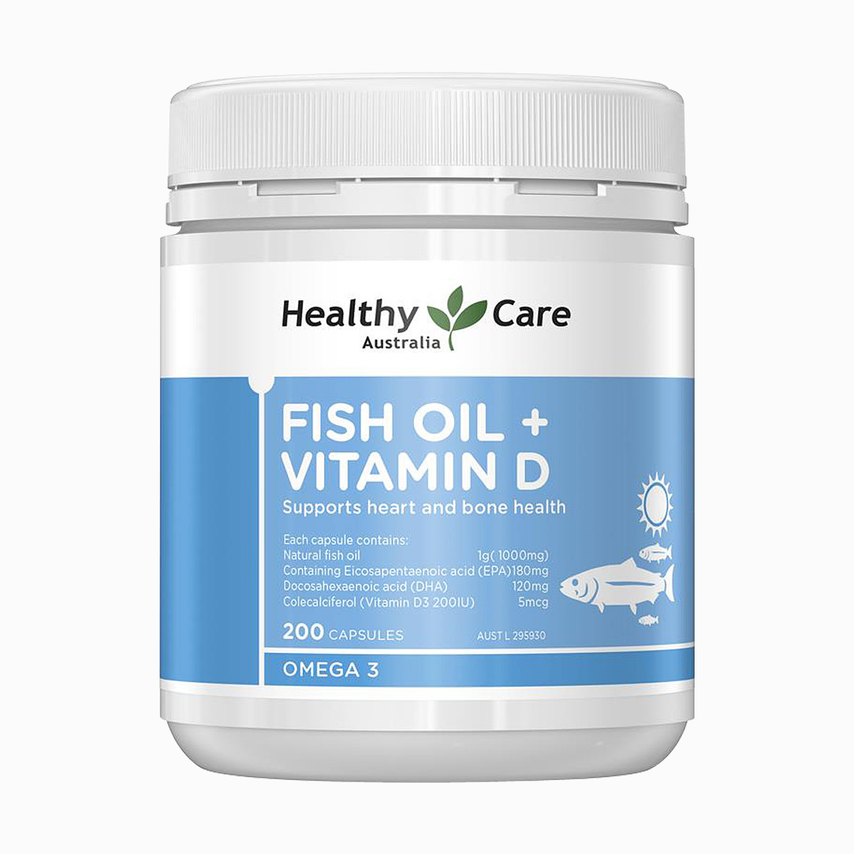12547482.Healthy Care 维生素鱼油胶囊 VD 200粒 健康心脑 增强抵御力