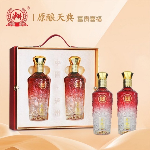 12554643.泸州老窖原酿天典富贵喜福双支礼盒42度500ml*2瓶*3盒整箱装