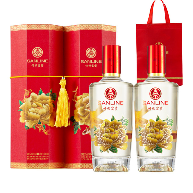 12561195.五粮液生态传世富贵画卷版礼盒52度竹荪酒500ml*2瓶