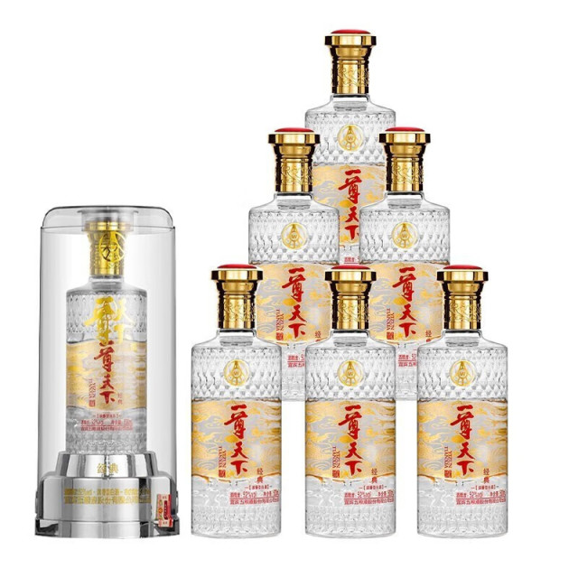 12605797.五粮液股份出品一尊天下经典透明桶52度浓香型白酒500ml*6瓶
