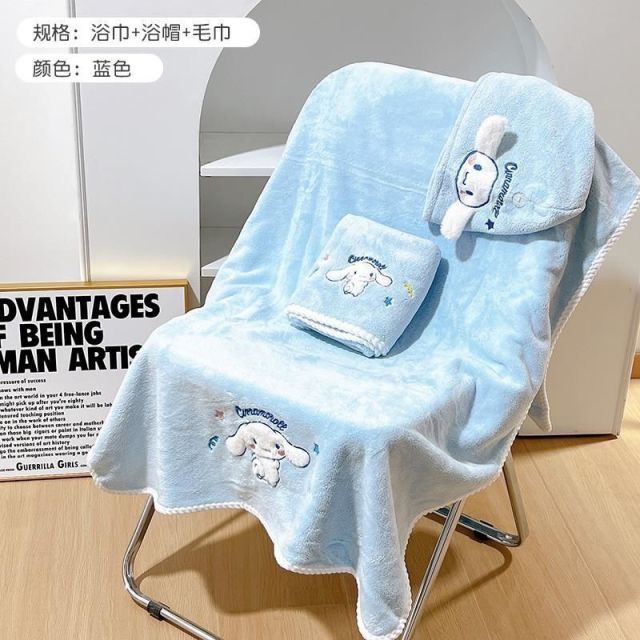 12747843.29.9~2件套，同款ins玉桂狗【萌萌哒大耳朵浴巾套装】卡通浴巾吸水不掉毛学生可爱女洗澡速干裹巾