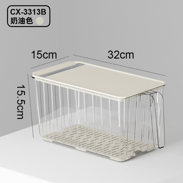 13059372.49.9到手2个!专利产品!~《奶油风手提冰箱收纳盒 5L,密封保鲜,锁住新鲜》食品家用厨房蔬果冷冻保鲜带盖抽屉收纳盒