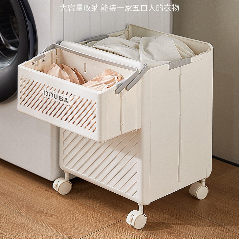 13700413.家用,【带轮折叠脏衣服收纳筐】脏衣篮衣服分类神器洗衣篮大容量脏衣篓