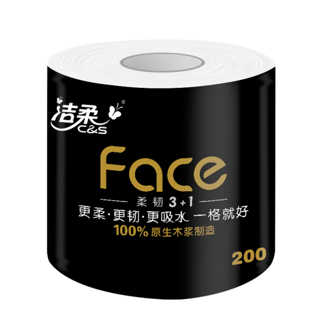 12415916.洁柔卫生纸(Face黑有芯)200克4层(16卷装)