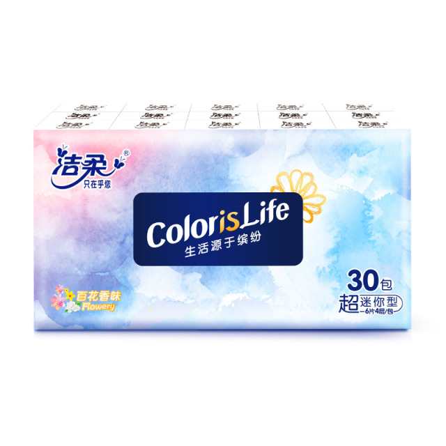 12432380.洁柔牌纸手帕(缤纷超迷你)6片4层(30包装)