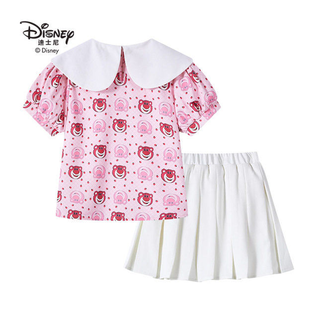 13642052.Disney/迪士尼夏季儿童洋气甜美透气套装上衣短裙草莓熊
