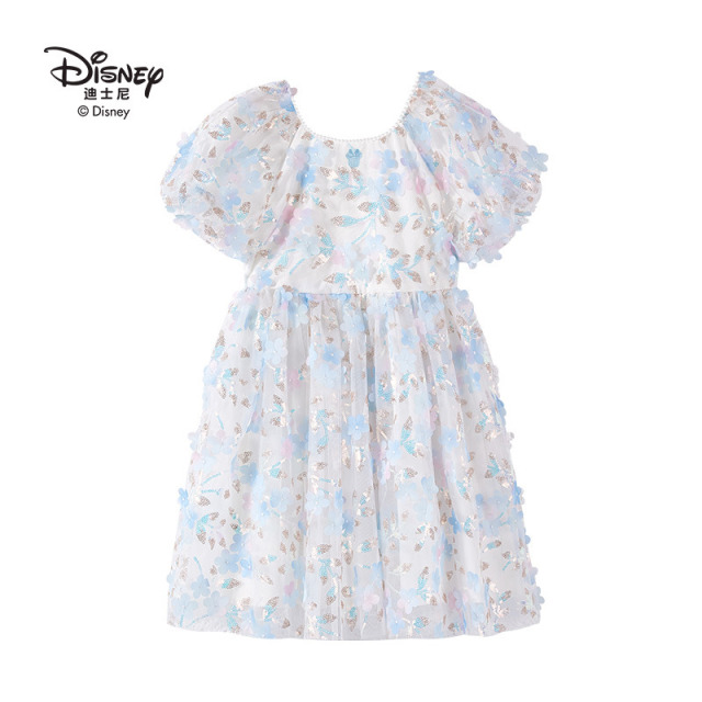 13642050.Disney/迪士尼夏季新款碎花泡泡袖女宝连衣裙仙女公主裙