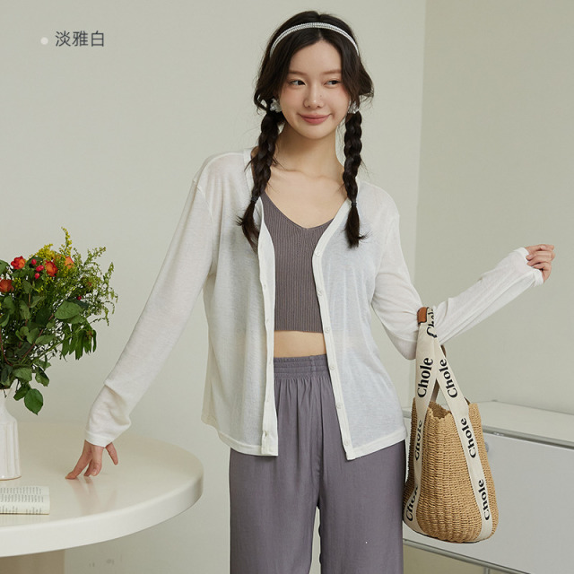 13185065.SUIXI随系-【针织天丝小开衫】外套薄款春夏温柔舒适显瘦凉快百搭