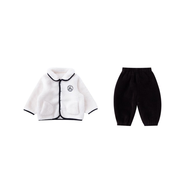 13280829.YOUGE幼歌 冬季新品婴幼儿保暖加厚毛绒家居服套装