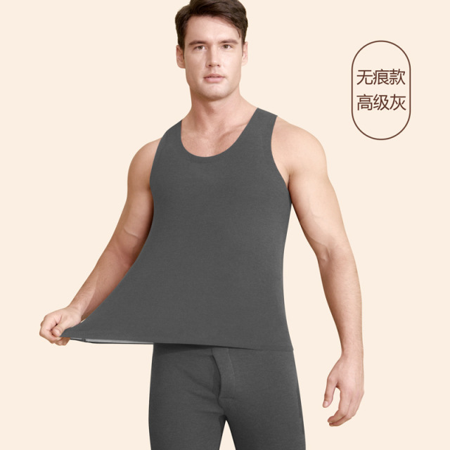 12677879.羊毛填充抗菌保暖背心女秋冬加绒加厚无袖打底衫男内穿无痕保暖上