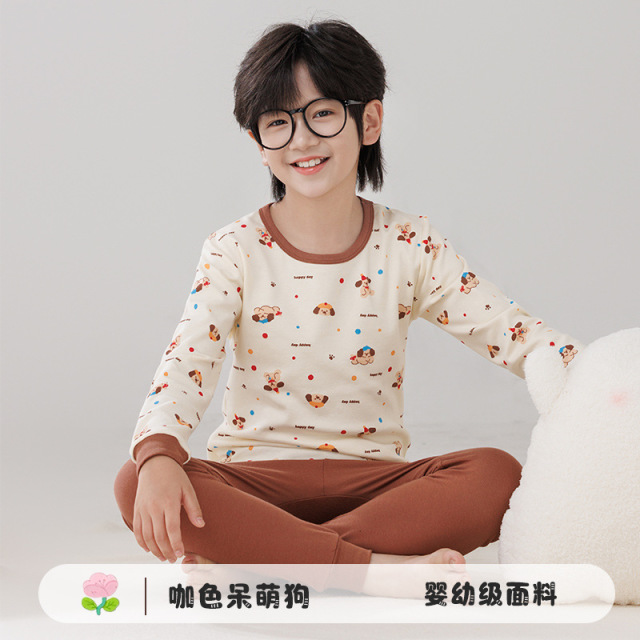 12683870.男童秋衣秋裤儿童内衣套装女童纯棉春秋全棉中大童女孩睡衣棉毛衫