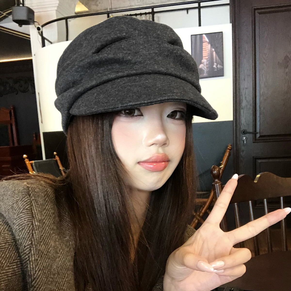 12982047.【冬季羊毛堆堆帽】柔软！褶皱山本风羊毛混纺马术帽女文艺平顶鸭舌报童帽潮