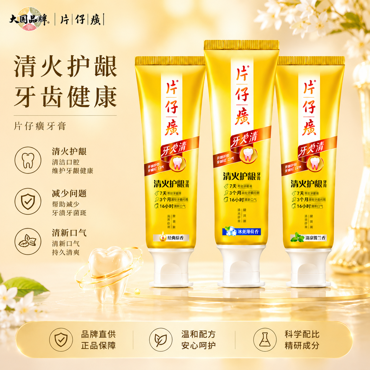 10389846.【26年全新包装】片仔癀牙火清牙膏95g145g170g3支装