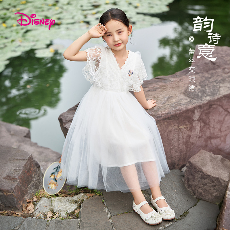 12075777.【断码福利】迪士尼DISNEY女童连衣裙（网纱V领）