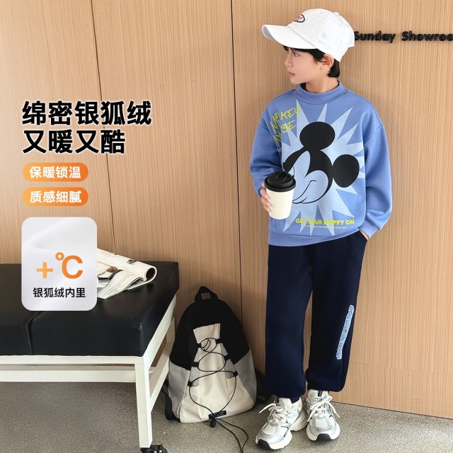 13245422.【福利款】迪士尼秋冬加绒套装保暖上下装中大童（N星光米奇）