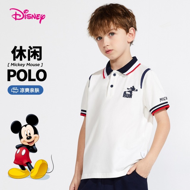 12147864.【舒适透气】迪士尼男童短袖POLO衫学院风（撞色POLOT恤）