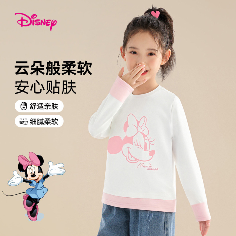 13296872.【假两件设计】迪士尼女童圆领长袖T恤春秋（N长睫毛米妮）