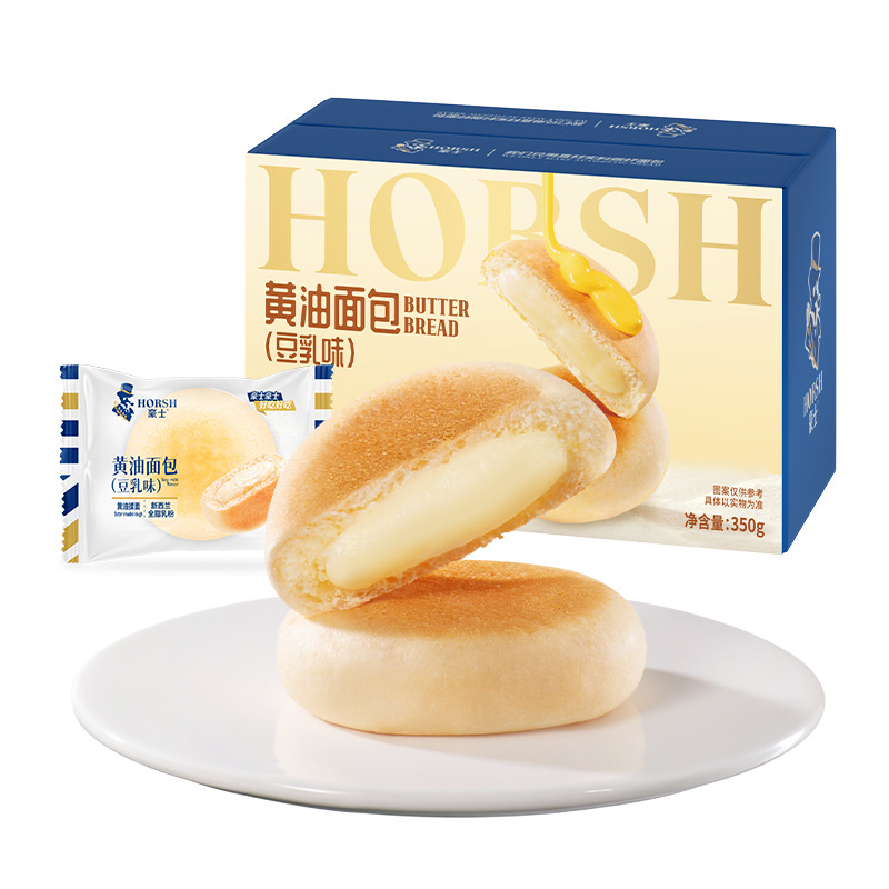 12679435.【新品】豪士黄油面包豆乳味350g早餐整箱营养蛋糕速食零食品