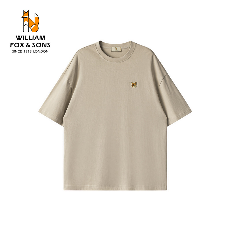 13375818.WILLIAM FOX&SONS 威廉福克斯 夏季300克重磅100%新疆长绒棉圆领短袖T恤男