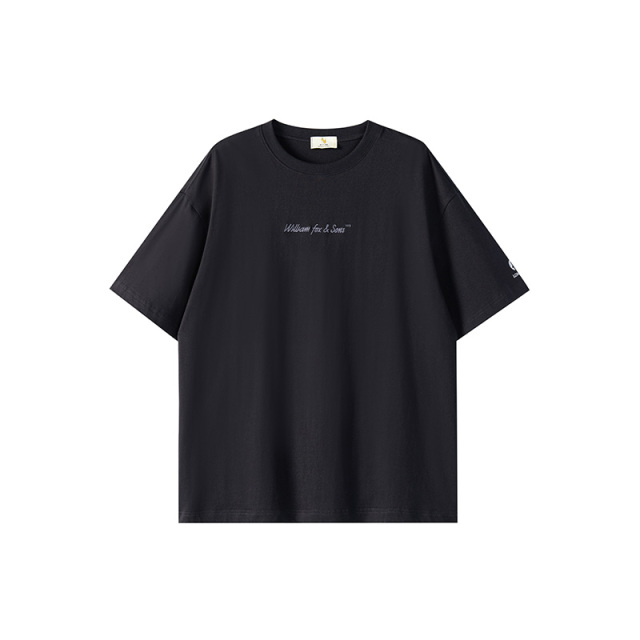 13375734.WILLIAM FOX&SONS 威廉福克斯 夏季新款重磅100%棉品牌字母刺绣logo短袖T恤男
