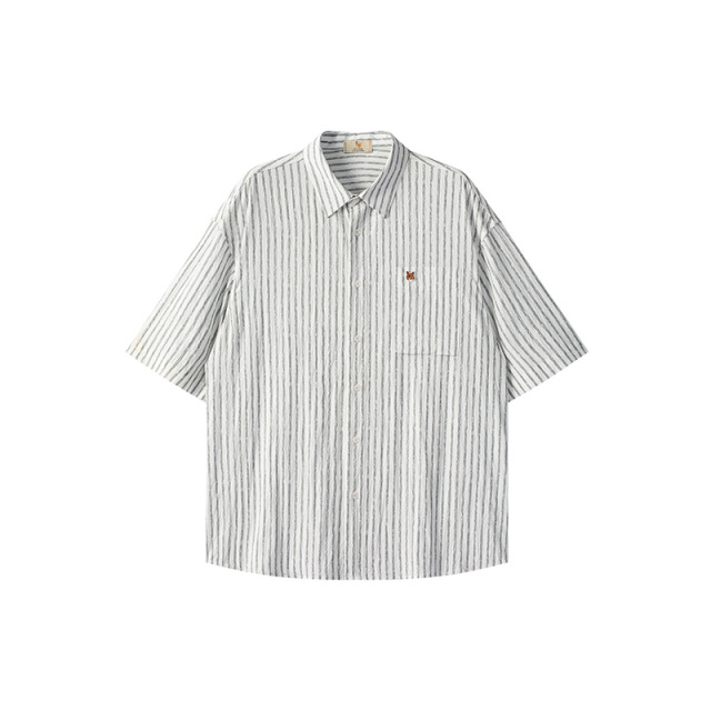 13375717.WILLIAM FOX&SONS 威廉福克斯 26年夏季设计感印花条纹工艺轻薄凉感男士休闲短袖衬衫