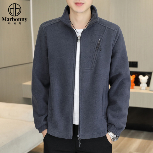 12647872.【玛波尼】男装秋冬款摇粒绒休闲保暖拉链夹克外套
