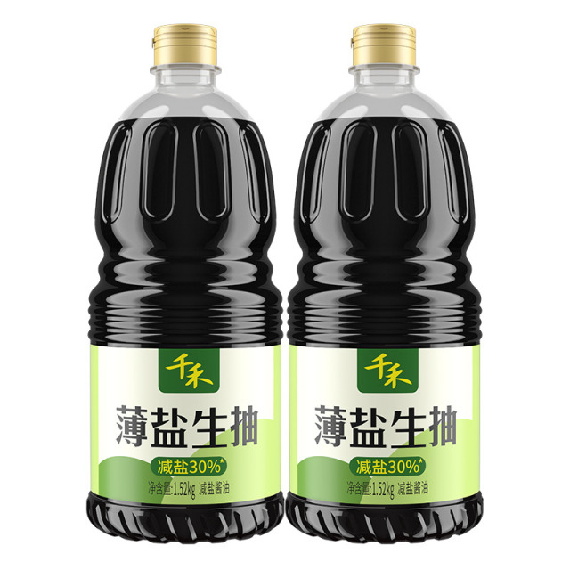 12697735.【减盐30%】千禾薄盐生抽酱油1.52kg*2瓶