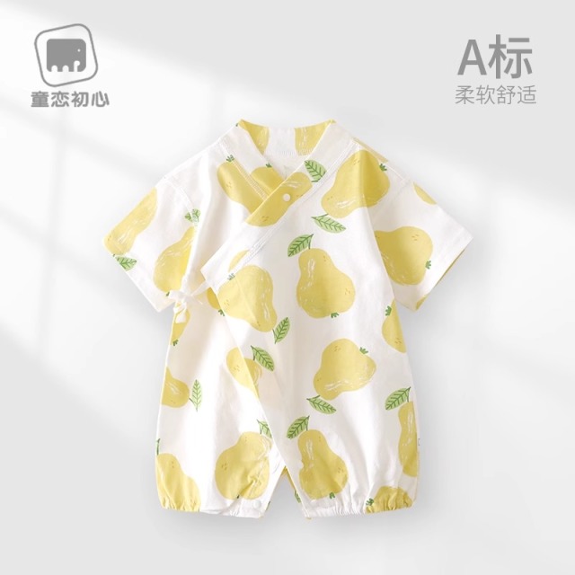 13640602.婴儿连体衣短袖夏季薄款纯棉满月哈衣新生幼儿衣服和尚服宝宝夏天