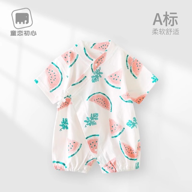 13640605.婴儿短袖连体衣夏季薄款纯棉哈衣新生儿衣服和尚服男女宝宝夏天装