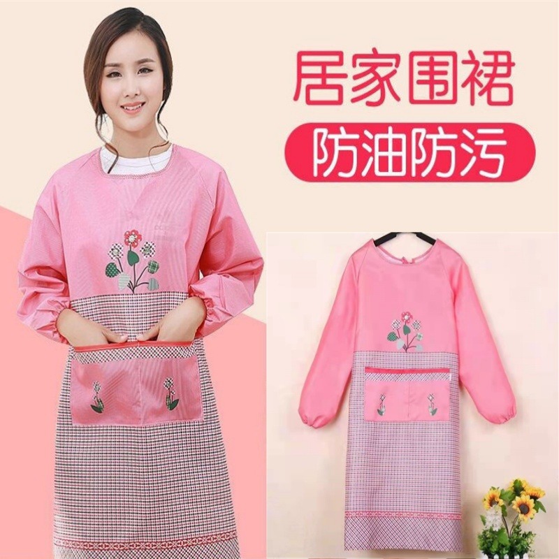 12680916.【长袖防油污围裙】围裙厨房防水防油做饭罩衣工作服反穿衣