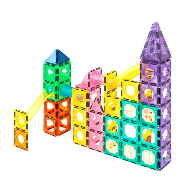 11990029.思创彩窗管道磁力片60片 组装滚珠升级孩子加厚创意拼搭玩具