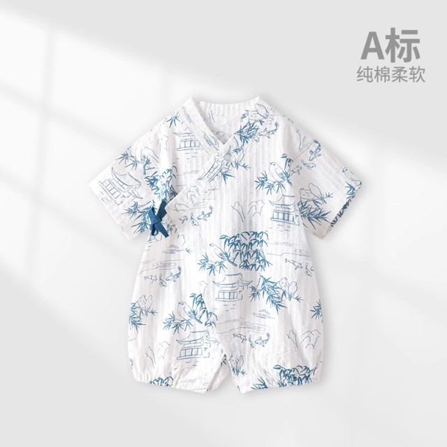 13640623.夏季宝宝衣服纯棉婴儿和尚服连体衣夏天薄款短袖男女儿童哈衣爬服