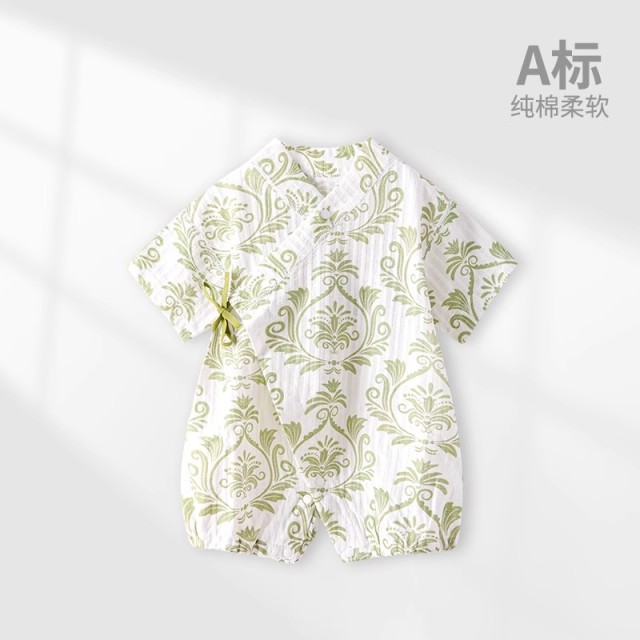 13640617.夏季宝宝衣服纯棉婴儿和尚服连体衣夏天薄款短袖男女儿童哈衣爬服