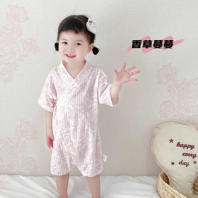 13640616.夏季宝宝衣服纯棉婴儿和尚服连体衣夏天薄款短袖男女儿童哈衣爬服