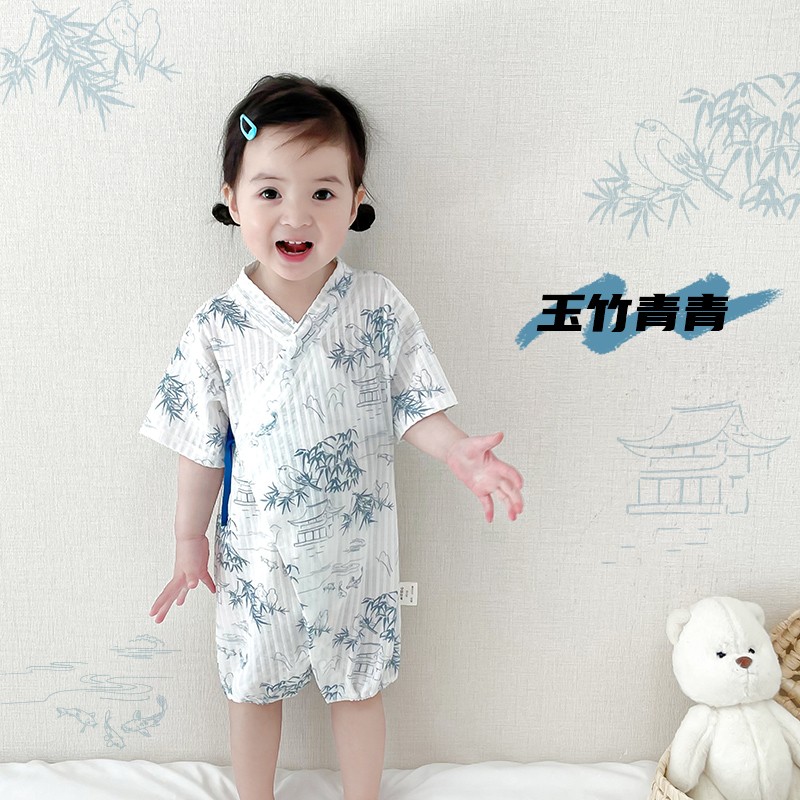13640623.夏季宝宝衣服纯棉婴儿和尚服连体衣夏天薄款短袖男女儿童哈衣爬服