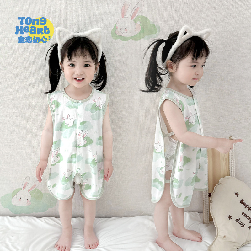 13640660.婴儿夏季衣服琵琶衣薄款新生儿连体衣服宝宝无袖背心哈衣爬服夏装