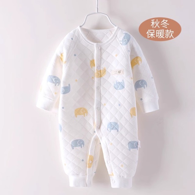 13640698.婴儿连体衣春秋冬装保暖冬季夹棉秋季新生儿衣服早春宝宝加厚套装