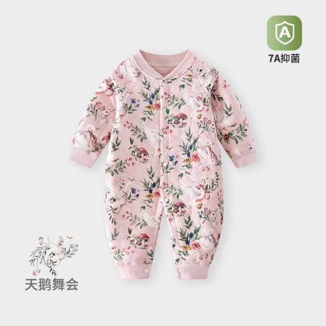 13640717.婴儿连体衣保暖春秋冬季款纯棉夹棉宝宝内衣爬爬服睡衣新生儿衣服