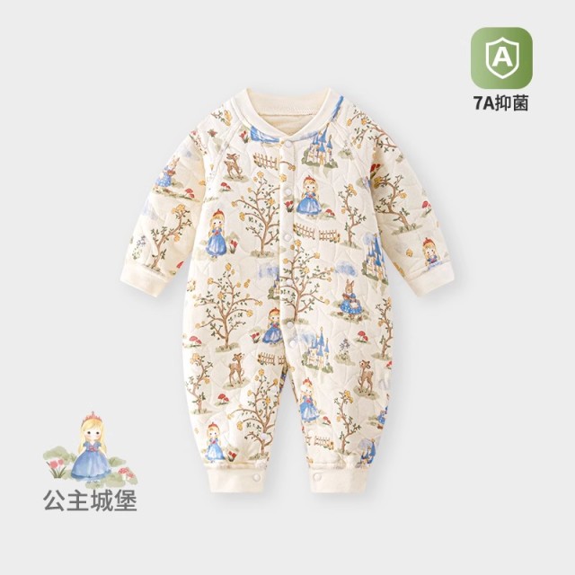 13640717.婴儿连体衣保暖春秋冬季款纯棉夹棉宝宝内衣爬爬服睡衣新生儿衣服