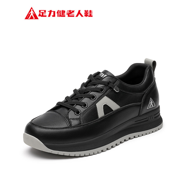 13215100.足力健春秋轻便舒适休闲软皮鞋妈妈时尚散步鞋