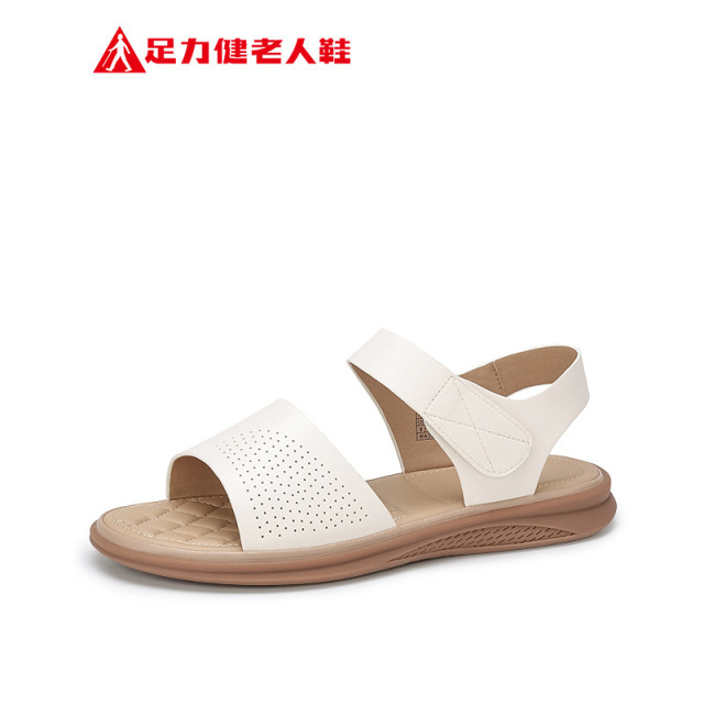 13322224.足力健夏季透气凉鞋妈妈软底简约休闲凉鞋