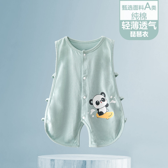 13640625.婴儿琵琶衣超薄款夏季新生儿连体衣服宝宝无袖背心哈衣爬爬服夏装