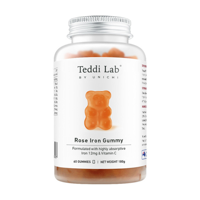 11164144.Teddilab by Unichi玫瑰富铁小熊软糖60粒 玫瑰红枣味(效期到28.10)