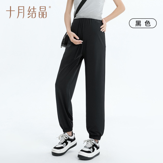 12045793.十月结晶孕妇冰丝束脚裤打底夏季防晒薄款外穿休闲高腰宽松垂顺裤