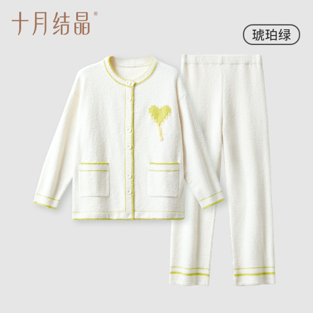 11292571.十月结晶半边绒月子服孕产妇新款睡衣外穿家居服套装秋冬季抗静电