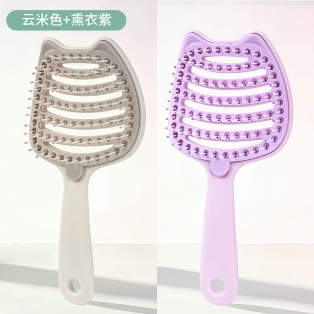 12857682.【2个装】洁丽雅自清洁排骨梳毛巾蓬发梳头梳子女士高颅顶造型按摩梳气垫梳