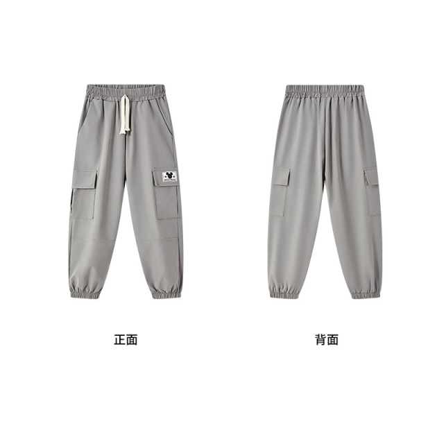 13641827.迪士尼男女童秋季户外工装裤四面弹两侧大口袋休闲裤