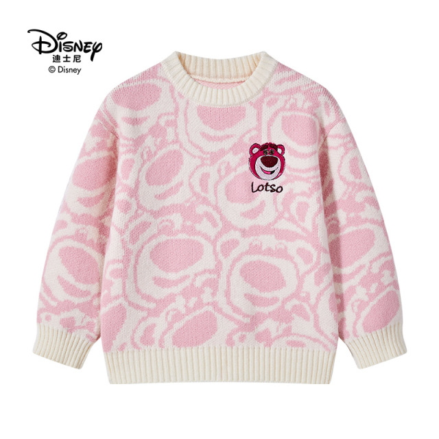 13641810.Disney/迪士尼女童新款可爱草莓熊卡通长毛保暖高领毛衣