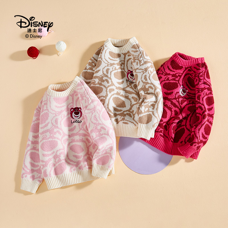 13641810.Disney/迪士尼女童新款可爱草莓熊卡通长毛保暖高领毛衣